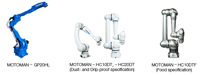 MOTOMAN－GP20HL,MOTOMAN－HC10DT, －HC20DT(Dustproof and drip-proof specifications),MOTOMAN－HC10DTF(Food specifications)