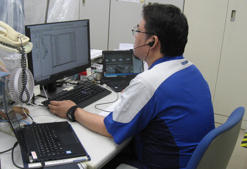 Trial operation implemented remotely (work at Yaskawa)